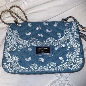 Blue bandanna purse